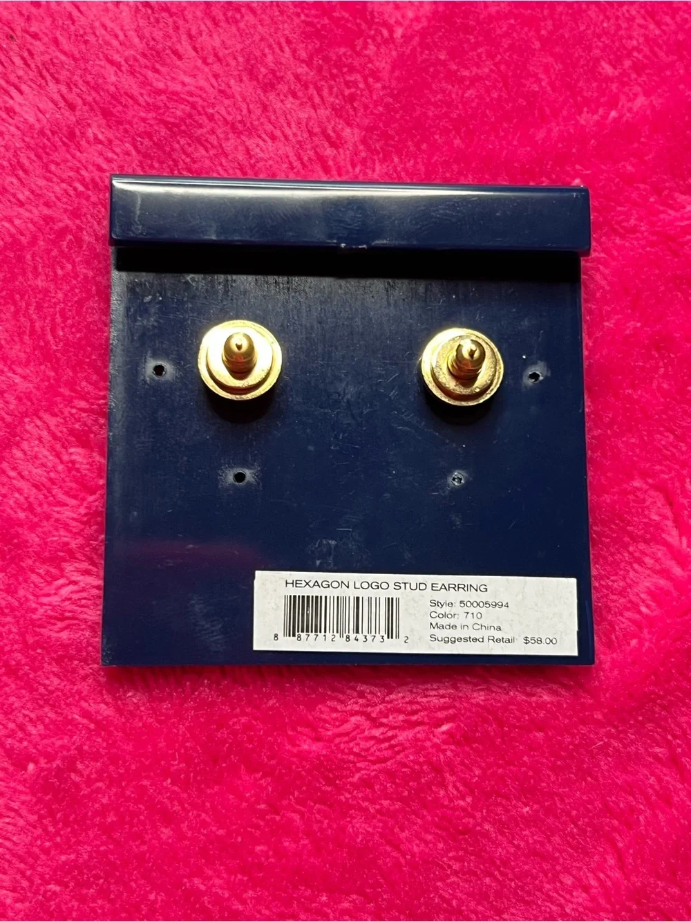 Tory Burch Hexagon Logo Stud Earrings